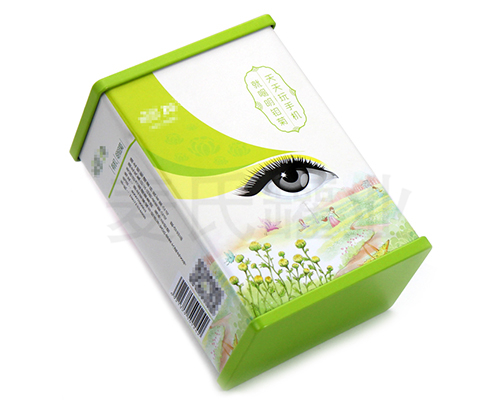明目菊花茶鐵盒子包裝,花草茶馬口鐵盒,獨(dú)特浮雕激凸工藝,用精湛的工藝彰顯麥?zhǔn)瞎迾I(yè)12年定制包裝的傳承歷史,材質(zhì)有0.23mm鍍錫馬口鐵,真材實(shí)料,相比紙質(zhì)、三片罐，新穎包裝更高檔次